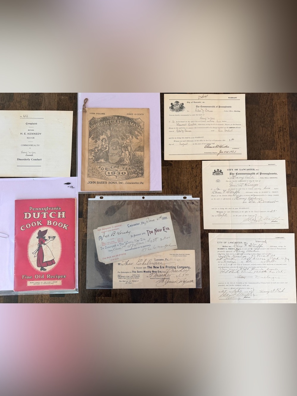 Lancaster, PA paper memorabilia collection.